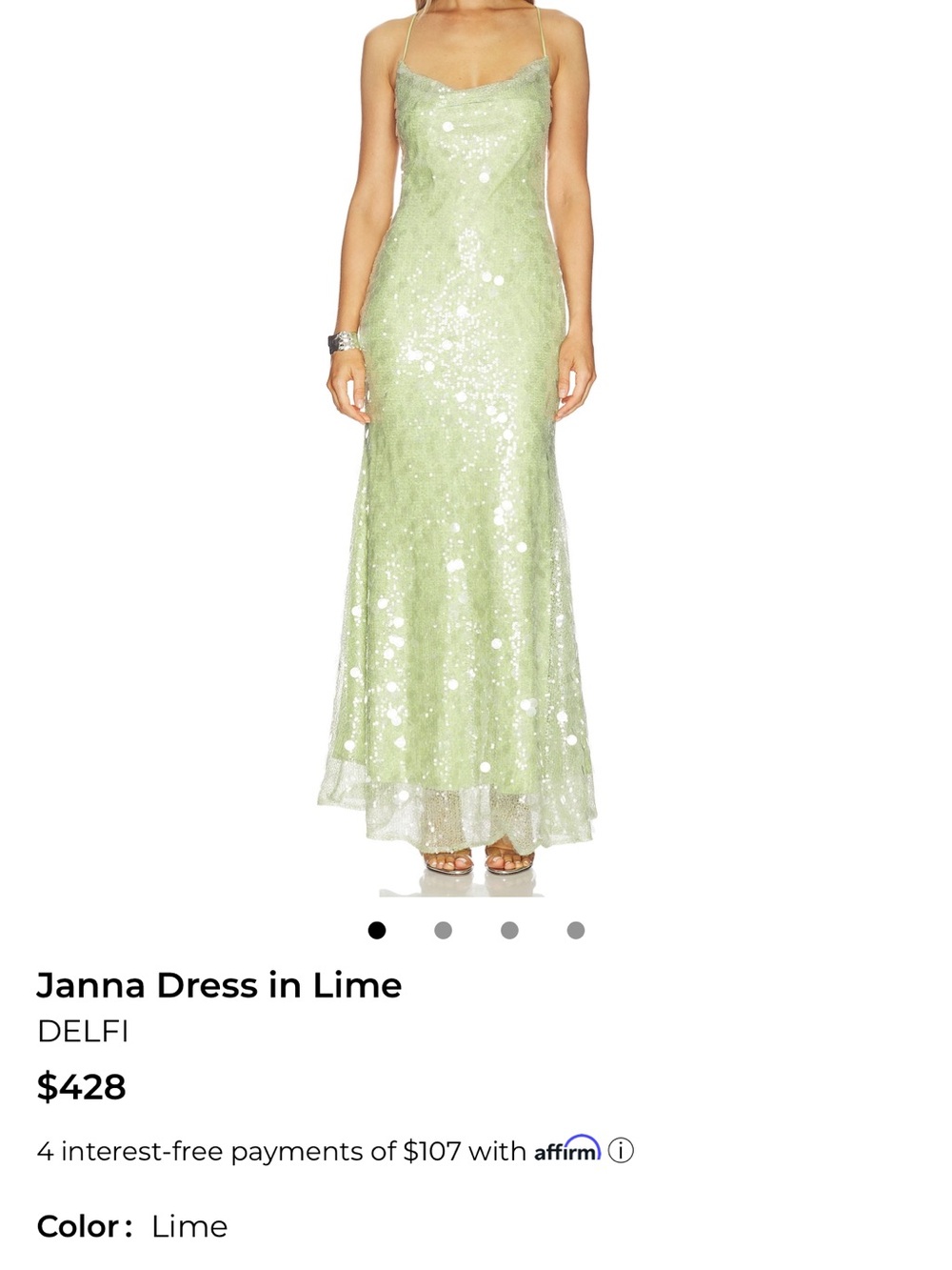 Sequin Backless Slip Maxi Dress in Light Green - Picture 5 of 5